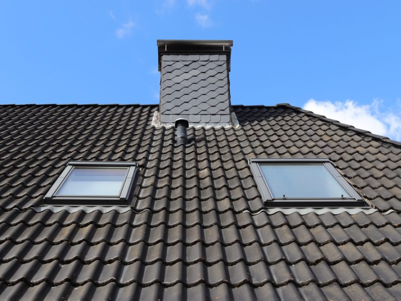 Roof,Window,In,Velux,Style,With,Black,Roof,Tiles