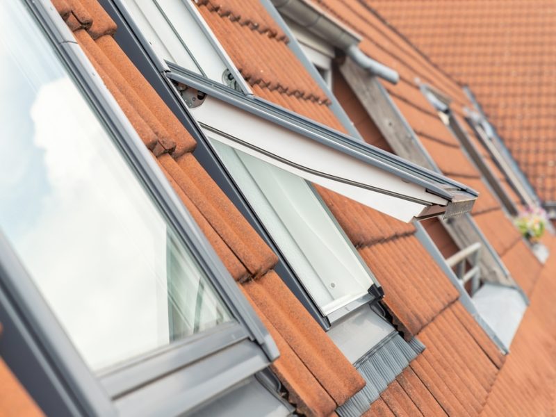 Open,Ventilation,Waterproof,Rooftop,Window,Exterior,Against,Sunny,Sky,Light.