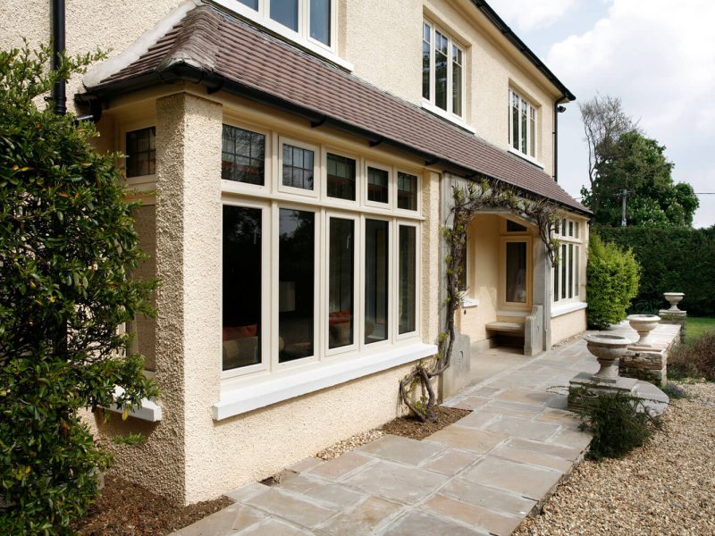 Cream house with new cream windows